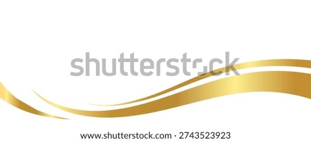 Golden border swooshes wave element with a metallic gradient
