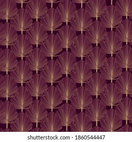 Golden bordo fan palm leaves background. Luxury Floral art deco. Gold natural pattern design Bordo illustration.