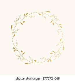 Golden botanical wreath. Vector isolated illustration.