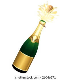 Golden bottle of Champagne vector illustration