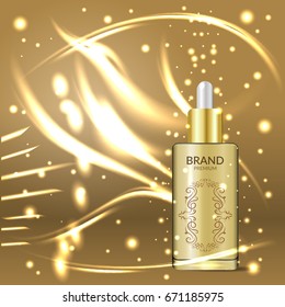 Golden bottle  mock up cosmetics for your design eps 10 vector