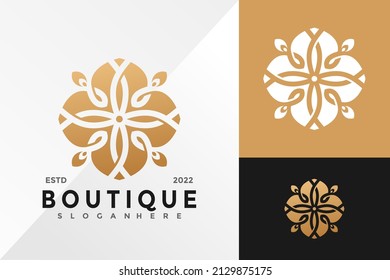 Golden Boutique Flower Logo Design Vector illustration template