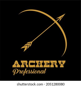 Golden Bow Archer in black background vector illustration. simple bow and luxury design