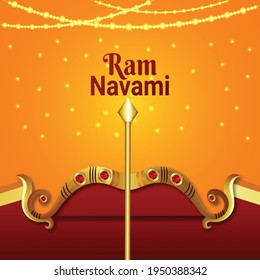 Golden bow with arrow for happy ram navami