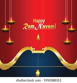 Golden bow with arrow for happy ram navami