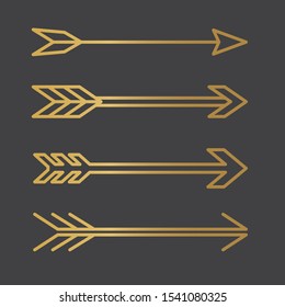 golden bow arrows icon- vector illustration