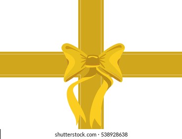 Golden bow for christmas gift isolated on white.