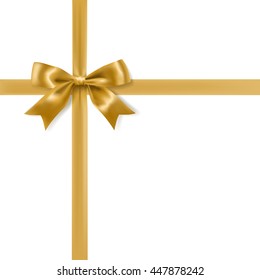 golden bow decoration on white background. vector