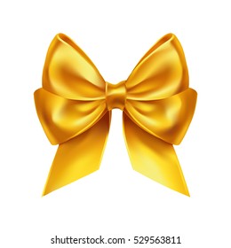 Golden Bow Decoration On White. Vector