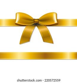 Golden Bow With Gradient Mesh, Vector Illustration