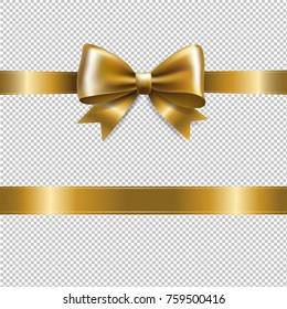 Golden Bow With Gradient Mesh, Vector Illustration