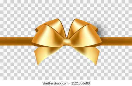 Golden Bow, Isolated On transparent background, Vector Illustration EPS10