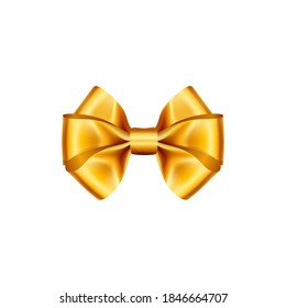 Golden Bow, Isolated On White Background, Vector Illustration