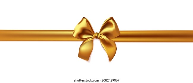 Golden bow isolated on white background. Vector illustration