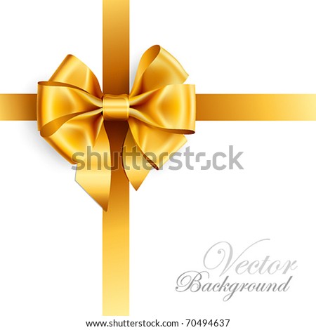 golden bow isolated on white. Vector illustration