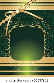Golden bow on the decorative background for wrapping. Vector