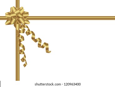 Golden bow on white