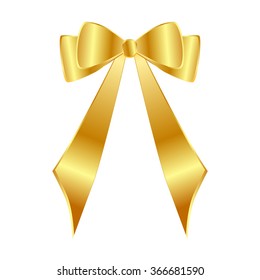 Golden bow on white background vector