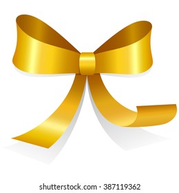 Golden bow on white background