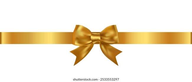Goldene Schleife und Band Zum Dekorieren von Flachprodukten, Websites, Geburtstagen, Weihnachten.