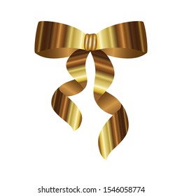 golden bow ribbon decorative icon vector illustration design