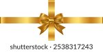 Golden bow. Ribbon. Isolated on white background. For decorating gifts and packaging, golden bow. Vector illustration