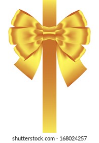 golden bow with ribbon isolated on white. Vector illustration