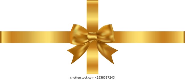 Golden bow. Ribbon. Isolated on white background. For decorating gifts and packaging, golden bow. Vector illustration