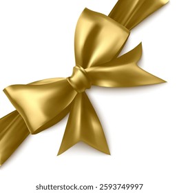 Golden Bow and Ribbon on white 