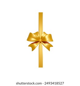 Golden bow and ribbon. Vector illustration of a shiny gold ribbon tied into an elegant bow, perfect for gift wrapping, decoration, or festive designs.