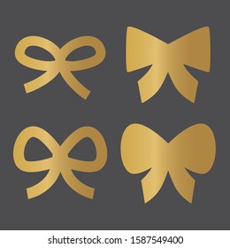 golden bow set- vector illustration