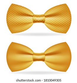 Golden bow tie gentleman isolated gold 3d design icon vector illustration