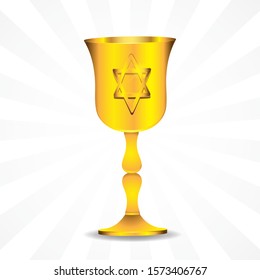 Golden bowl with star of David Jewish on isolated background. Vector image. Design element. eps 10