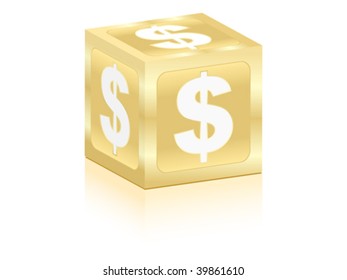 golden box with dollar sign on it