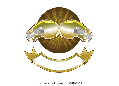 Golden boxing gloves banner