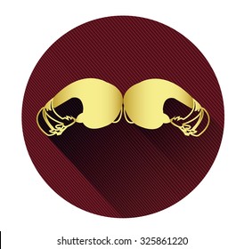 Golden Boxing Gloves Icon With Long Shadow Effect