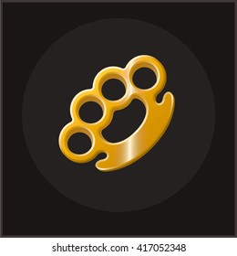 Golden Brass Knuckles. Vector Illustration.