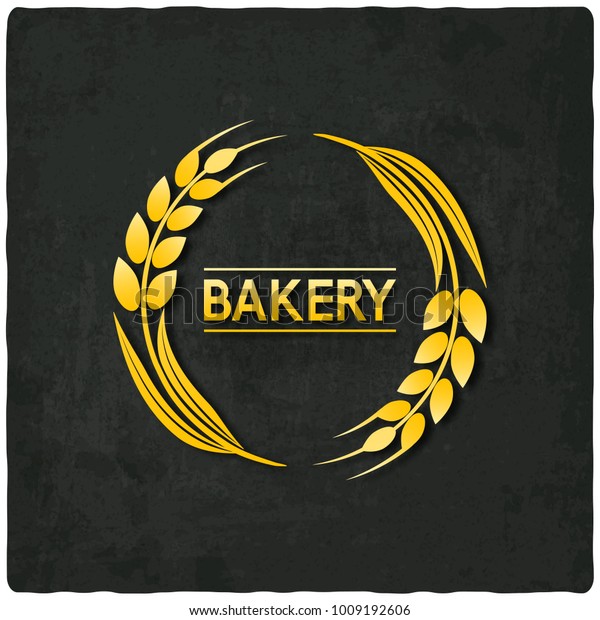 Golden Bread Bakery Symbol Black Background Stock Vector (Royalty Free