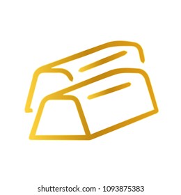 Golden brick vector icon eps 10. Gold simple isolated illustration.