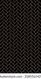 Golden brick wall outline background on black canvas 16 : 9. Vector illustration.