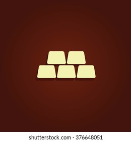 Golden bricks flat icon.
