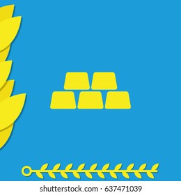 Golden bricks flat icon.