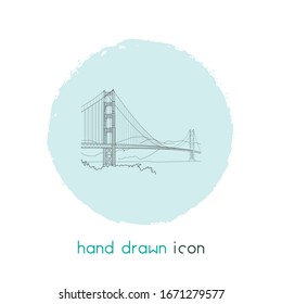 Golden bridge icon line element. Vector illustration of golden bridge icon line isolated on clean background for your web mobile app logo design.