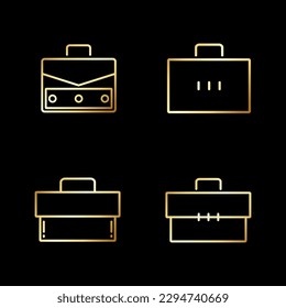 Golden Briefcase Icon Vector Illustration