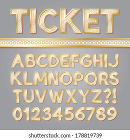 Golden Bright Broadway Alphabet and Numbers, Eps 10 Vector Editable