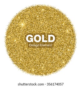 Golden Bright Glowing Circle Background. Jewelry Gold Emblem Logo Concept. Vector Background Illustration