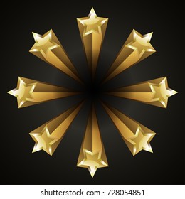 Golden bright shiny stars vector illustration