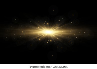 Una estrella brillante de oro. Estrella brillante de efecto luminoso. Iluminación hermosa para ilustrar. La estrella de Navidad White chispa con una luz especial. El vector brilla sobre un fondo transparente.