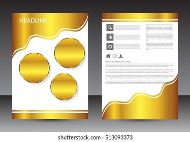 Golden brochure design.Flyer design vector template.Layout in A4 size.