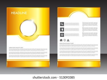Golden brochure design.Flyer design vector template.Layout in A4 size.